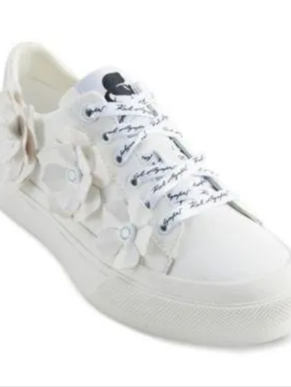 Women's White Floral Lace-Up Sneakers Karl Lagerfield Floral Size 8